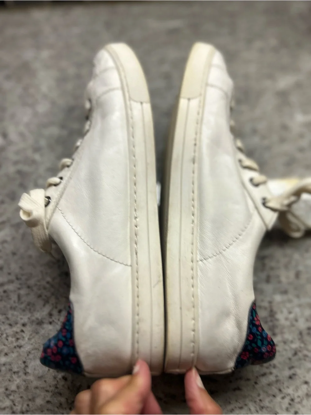 Coach Porter off white Leather Lace-Up Sneakers with Floral Heel size 11
